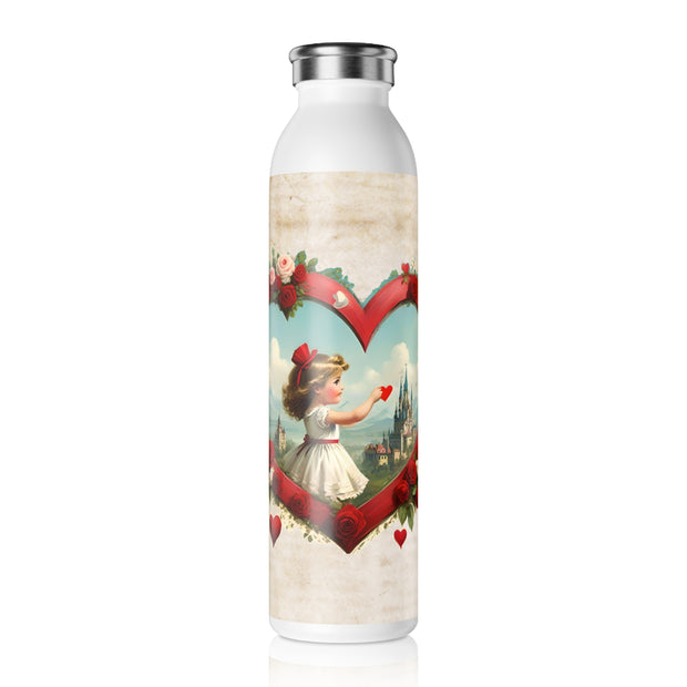 Heart of Dreams Slim Water Bottle - Vintage Vibes - Sweet Romance