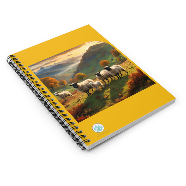 Fold of Autumn Spiral Notebook - Ruled Line for Nature Lovers - Whimsical Sheep