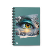 Mother Nature's Gaze Spiral Notebook - Ruled Line - Serene Winter Scene in Teals and Golds