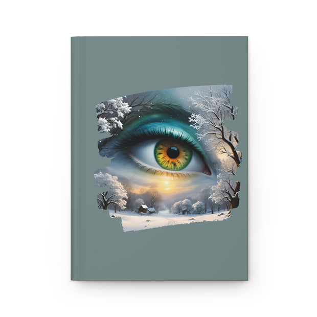 Mother Nature's Gaze Hardcover Journal Matte - Teal and Gold Winter Landscape Artwork