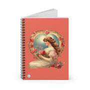 Victorian Love's Embrace in Pink Spiral Notebook - Ruled Line Journal - Vintage Vibes