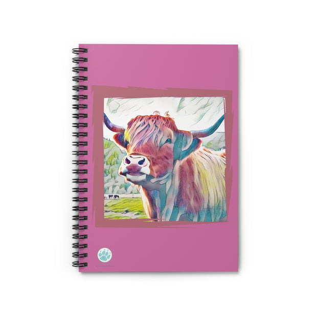 Colorful Highland Coo Spiral Notebook - Ruled Line Journal for Animal Lovers