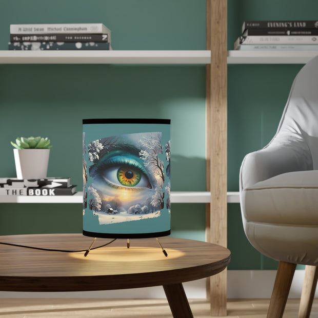 Mother Nature's Gaze Tripod Lamp with High-Res Printed Shade, US\/CA Plug - Serene Winter Artwork