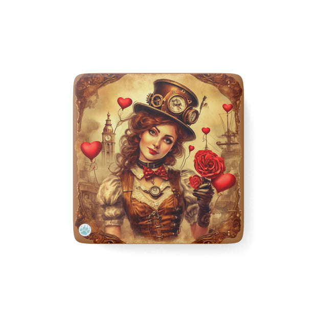 Timeless Affection Porcelain Magnet - Steampunk - Valentines Day