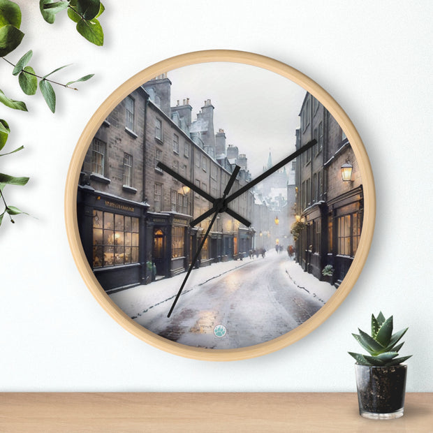 Winter Whispers in Edinburgh Wall Clock - Travel Lover - Edinburgh Scotland