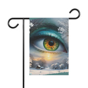 Mother Nature's Gaze House Banner - Teal & Gold Winter Landscape Art