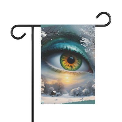 Mother Nature's Gaze House Banner - Teal & Gold Winter Landscape Art