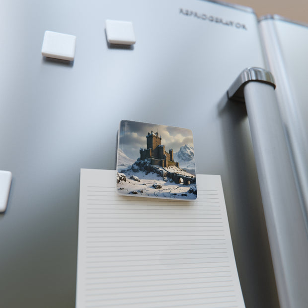 Whispers of Winter's Past Porcelain Magnet, Square - Architecture Lovers - Castle Lovers