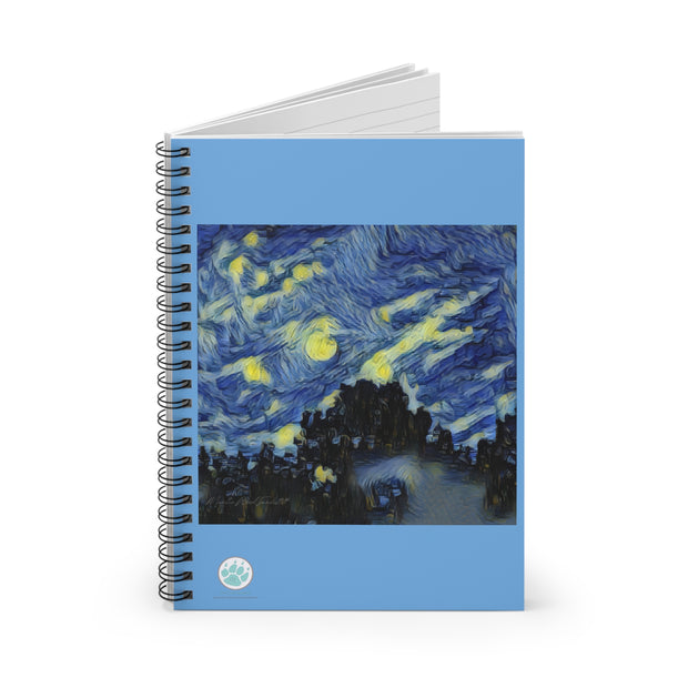 Harvest Moon 2024 Spiral Notebook - Aesthetic Ruled Line Journal for Artists & Students - Inspired by Starry Night