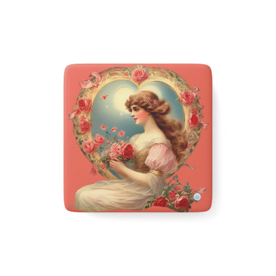 Victorian Love's Embrace Porcelain Magnet - Square - Vintage Vibes - Victorian Romance