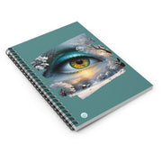 Mother Nature's Gaze Spiral Notebook - Ruled Line - Serene Winter Scene in Teals and Golds