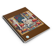 Welcome Home Spiral Notebook - Cozy Dog & Pumpkin Design - Autumn Vibes