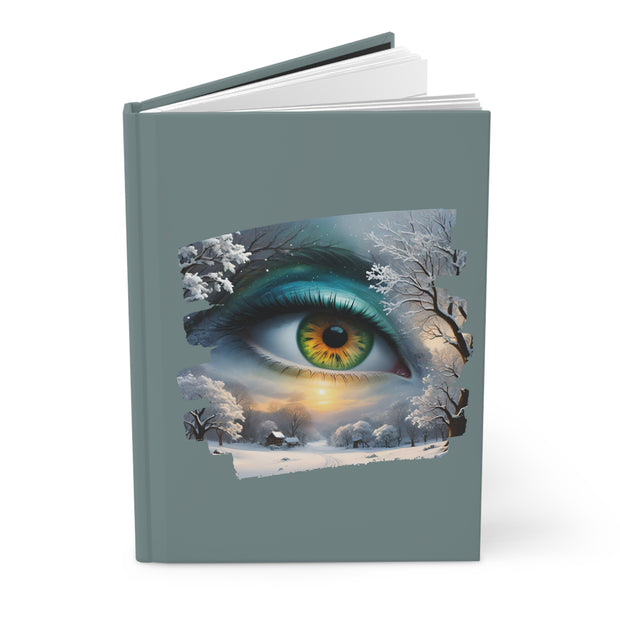 Mother Nature's Gaze Hardcover Journal Matte - Teal and Gold Winter Landscape Artwork