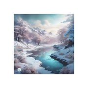 Winter's Embrace Square Magnet - Snowy Landscape Scene