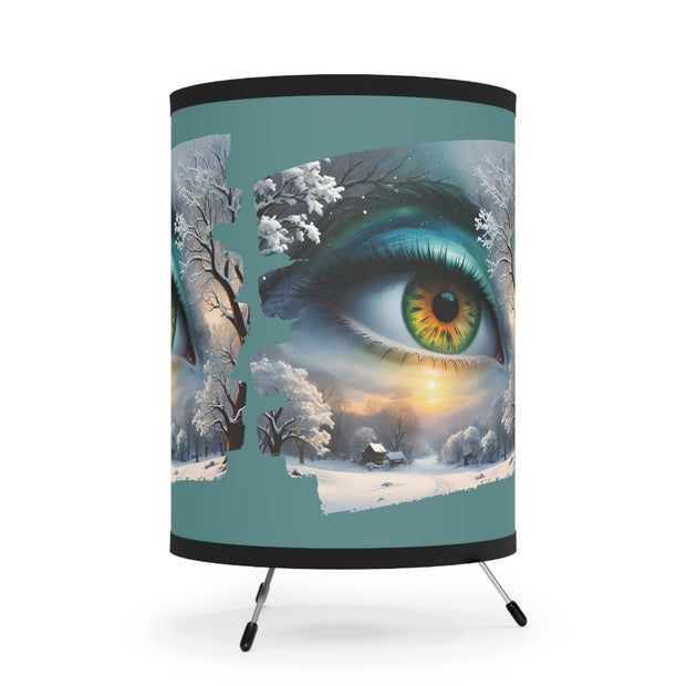 Mother Nature's Gaze Tripod Lamp with High-Res Printed Shade, US\/CA Plug - Serene Winter Artwork