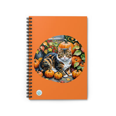 Among the Pumpkins Spiral Notebook - Pumpkin Patch Design for Fall Lovers Cat-Themed