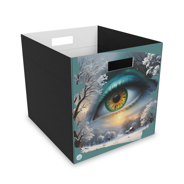 Mother Nature's Gaze Felt Storage Box - Winter Landscape Artwork