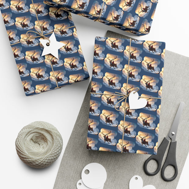 Test Flight Gift Wrap Papers Design - Santa and Reindeer Flying - Humorous - Funny