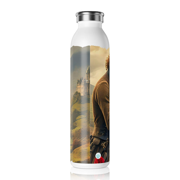 Highland Hearts Slim Water Bottle - Romantic Scottish Couple - Perfect for fans of Outlander