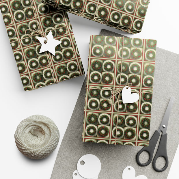 Wreaths of the Holidays Gift Wrap Papers - Evergreen Wreaths - Holiday Decorating