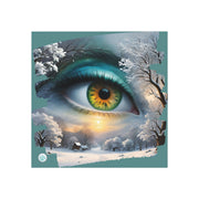 Mother Nature's Gaze Square Magnet - Serene Winter Scene in Teals and Golds