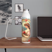 Victorian Love's Embrace Water Bottle - Vintage Vibes - Victorian Valentine Artwork with Roses