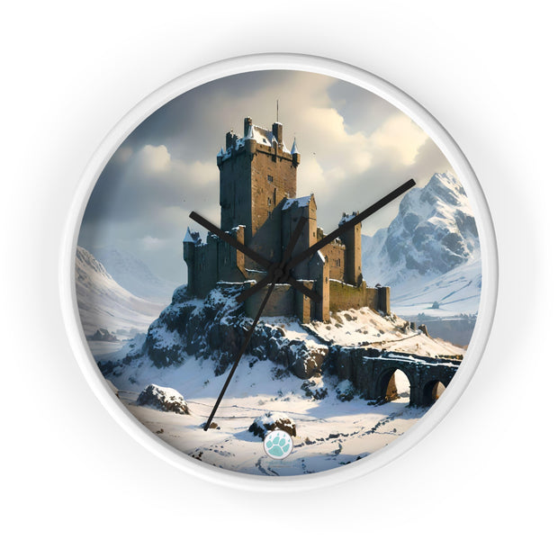 Whispers of Winter's Past Wall Clock - Castle In Winter - Architecture Lovers - Castle Lovers