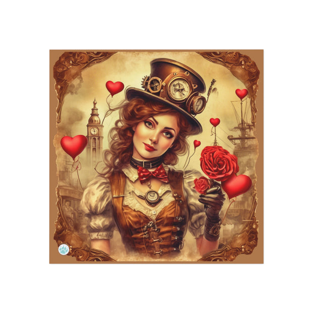 Timeless Affection Square Magnet - Steampunk - Valentines Day