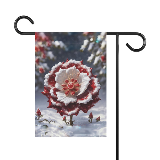 Grace in Frost Garden Banner - Tudor Rose - Winter Beauty