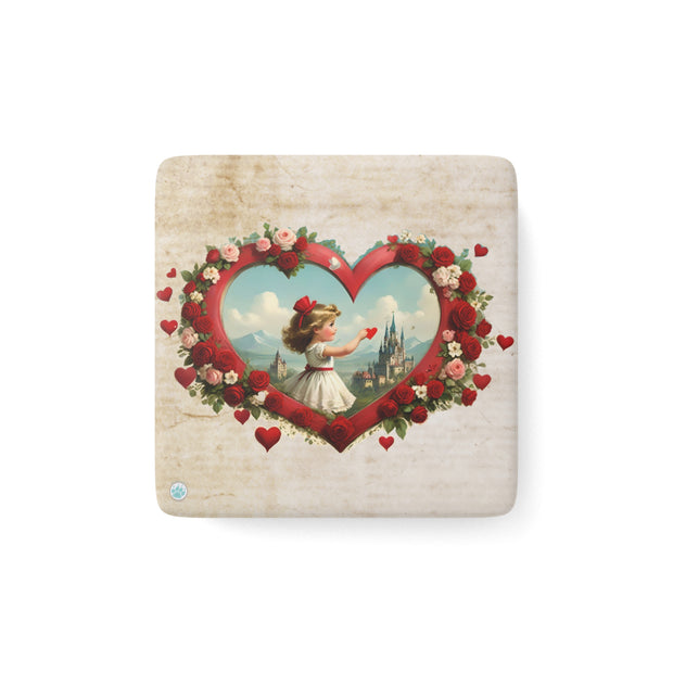 Heart of Dreams Porcelain Magnet, Square - Vintage Vibes - Sweet Romance