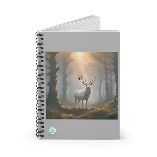 White Stag Spiral Notebook - Ruled Line | Nature Lover's Journal - Elegant Forest Deer