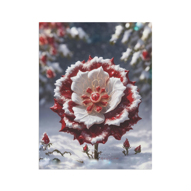 Grace in Frost Garden Banner - Tudor Rose - Winter Beauty