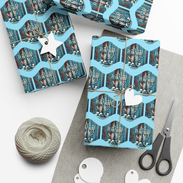 Lighted Menorah Gift Wrap Papers - Hanukkah Menorah Artwork