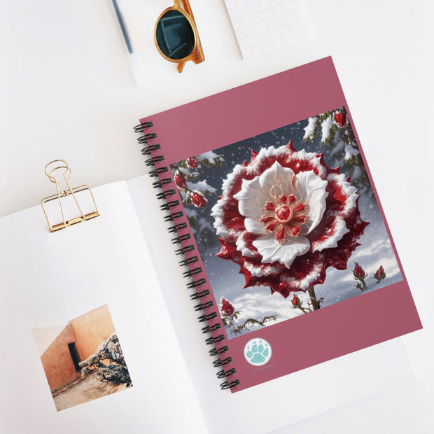 Grace in Frost Spiral Notebook - Ruled Line - Tudor Rose - Winter Beauty