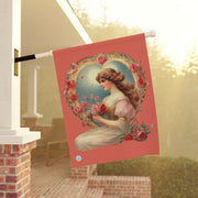 Victorian Love's Embrace House Banner -  Vintage Victorian -Valentine's Day - Roses Design