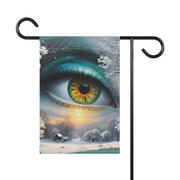 Mother Nature's Gaze House Banner - Teal & Gold Winter Landscape Art