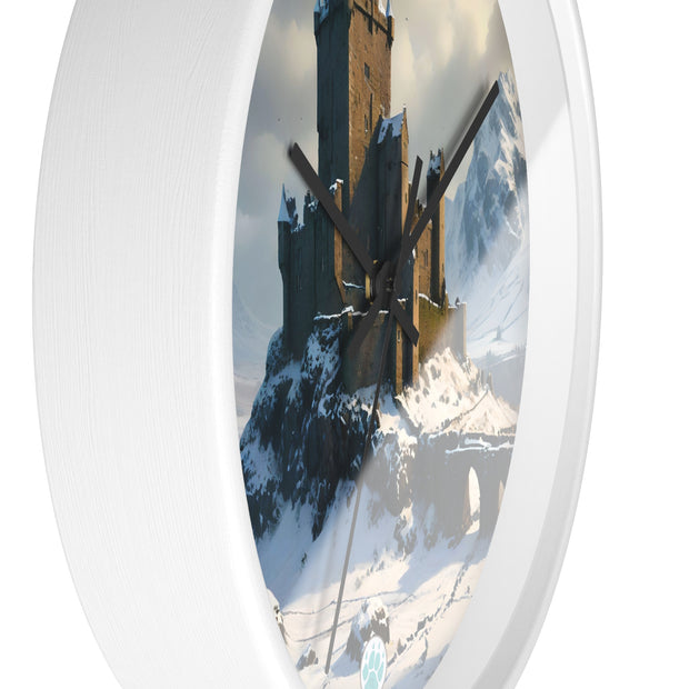 Whispers of Winter's Past Wall Clock - Castle In Winter - Architecture Lovers - Castle Lovers