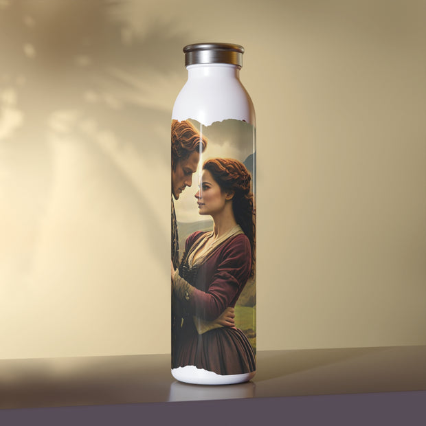 Highland Hearts Slim Water Bottle - Romantic Scottish Couple - Perfect for fans of Outlander