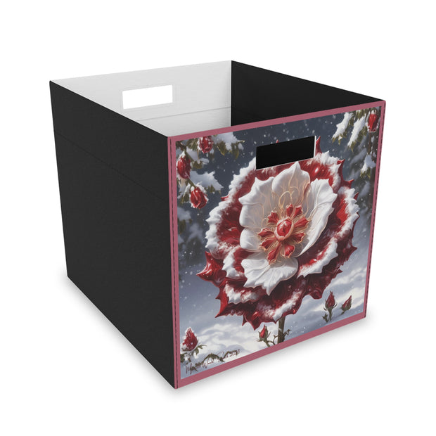 Grace in Frost Felt Storage Box - Tudor Rose - Winter Beauty