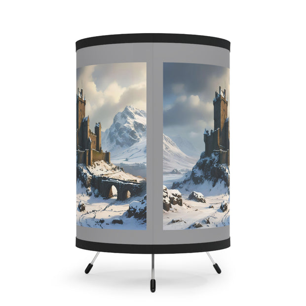 Whispers of Winter's Past Tripod Lamp with High-Res Printed Shade, US\CA plug - Castle In Winter - Architecture Lovers - Castle Lovers