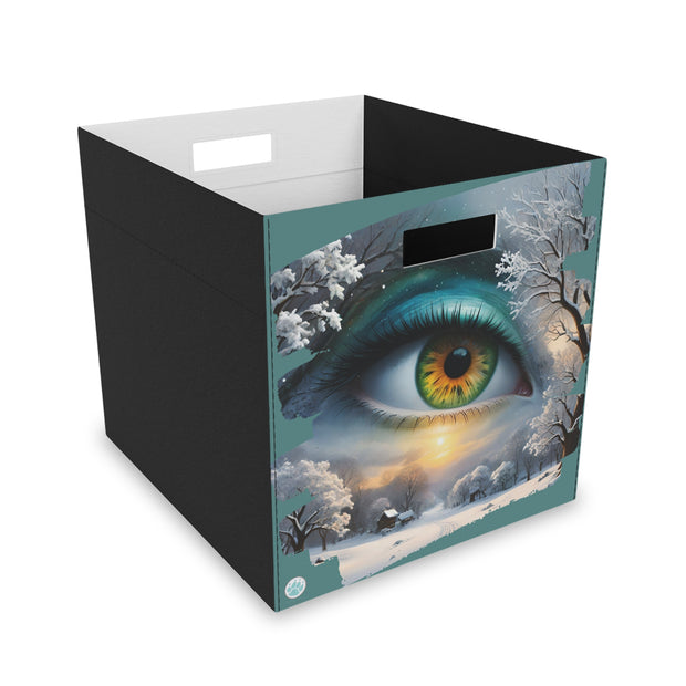 Mother Nature's Gaze Felt Storage Box - Winter Landscape Artwork