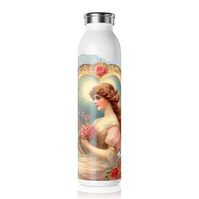 Victorian Love's Embrace Water Bottle - Vintage Vibes - Victorian Valentine Artwork with Roses