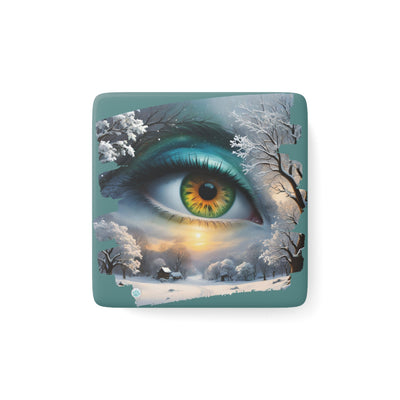 Mother Nature's Gaze Porcelain Magnet - Winter Landscape