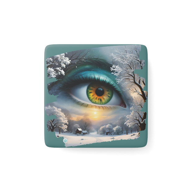 Mother Nature's Gaze Porcelain Magnet - Winter Landscape