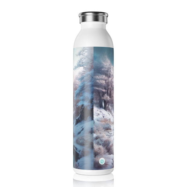 Winter's Embrace Slim Water Bottle | Enjoy Every Sip - Scenic Design - Nature Lovers