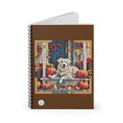 Welcome Home Spiral Notebook - Cozy Dog & Pumpkin Design - Autumn Vibes