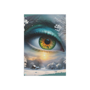 Mother Nature's Gaze House Banner - Teal & Gold Winter Landscape Art