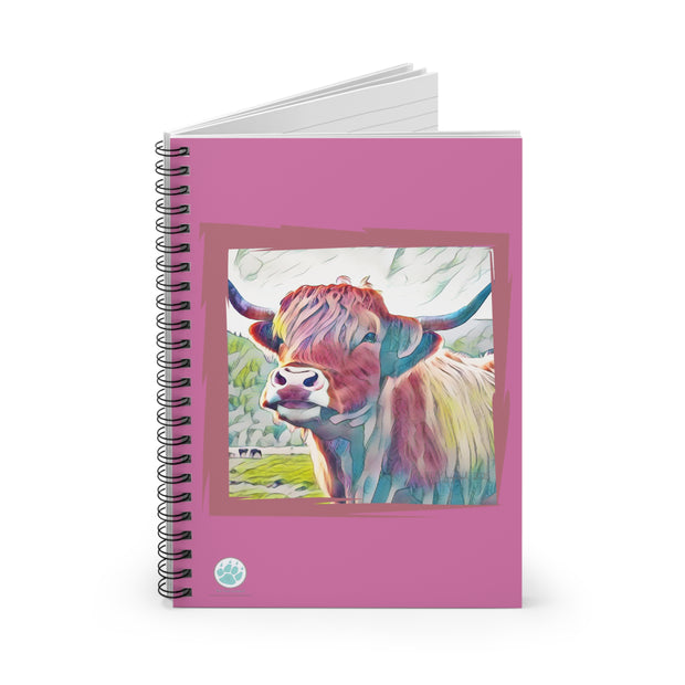 Colorful Highland Coo Spiral Notebook - Ruled Line Journal for Animal Lovers