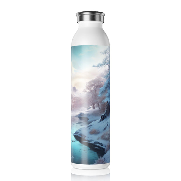 Winter's Embrace Slim Water Bottle | Enjoy Every Sip - Scenic Design - Nature Lovers