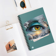 Mother Nature's Gaze Spiral Notebook - Ruled Line - Serene Winter Scene in Teals and Golds